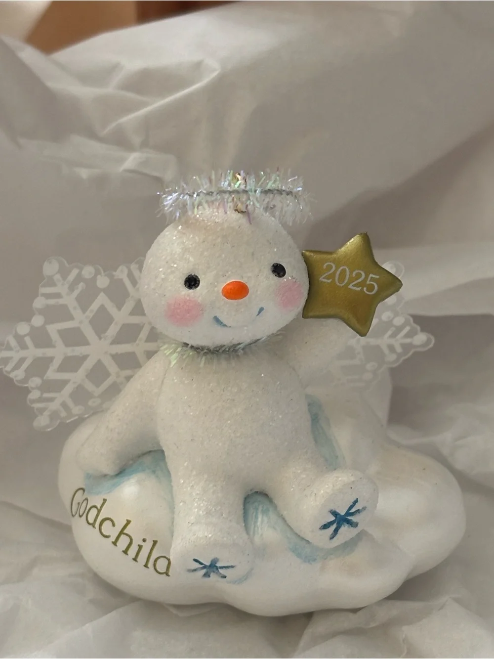 Hallmark Keepsake 2025 Godchild Snowman Angel Christmas Ornament NIB